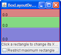 Three components with mixed X alignments and no maximum size