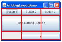 GridBagLayoutDemo 及其网格的快照