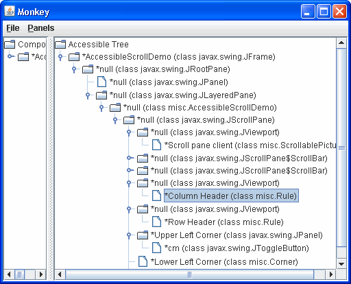 Monkey running on accessible version of ScrollDemo.