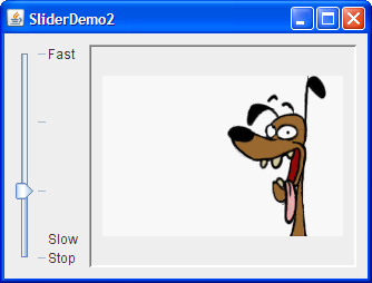 SliderDemo2 的快照，它使用带有自定义标签的滑块