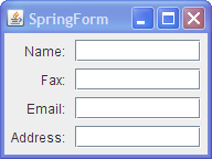 SpringForm 应用程序具有 5 行的标签文本字段对。