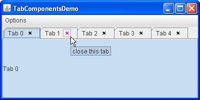 A screenshot of TabComponentsDemo