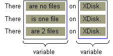 Three lines of text, with the variables in each line highlighted.