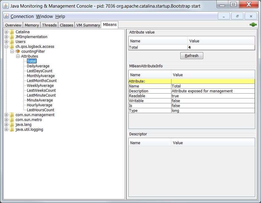 通过 jconsole 进行 CountingFilter