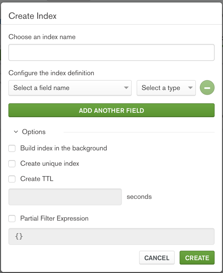 Compass index dialog