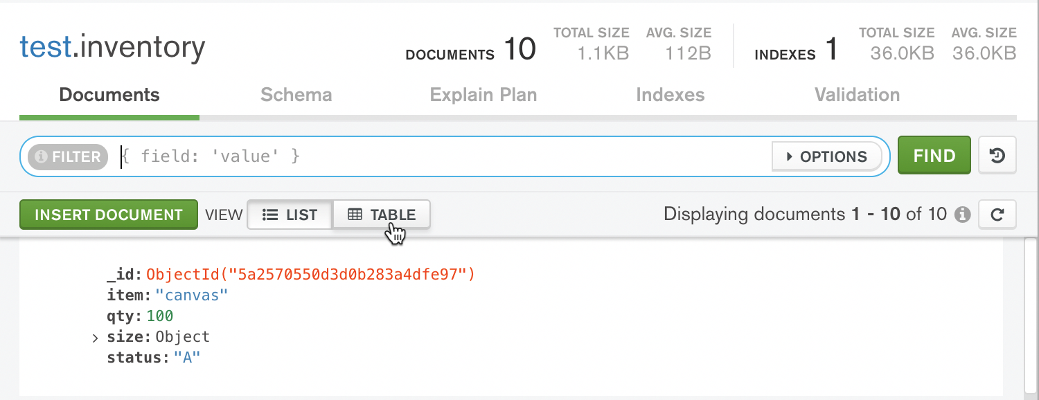 Access Table View